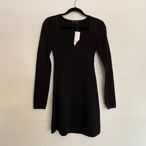 Black Fitted Low neck Dress